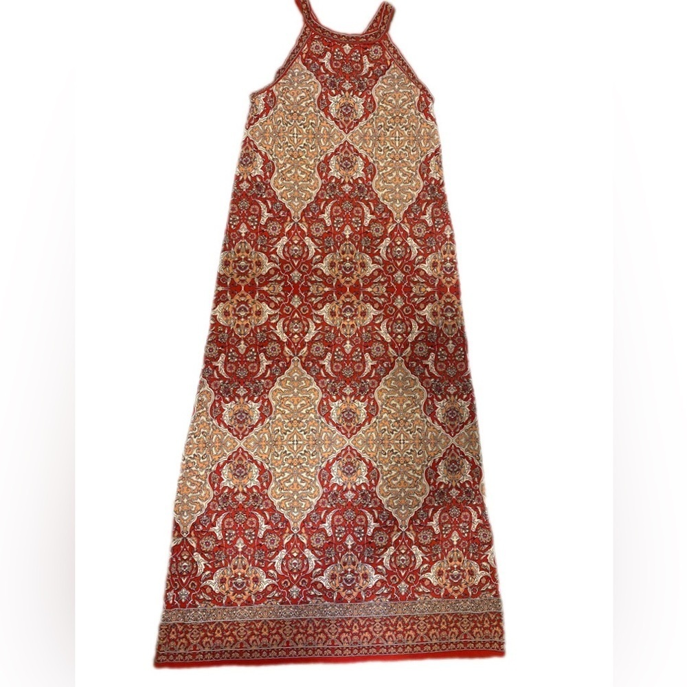 Max Studio Red Boho Paisley Print Halter Maxi Dress Women’s Small - Picture 3 of 6
